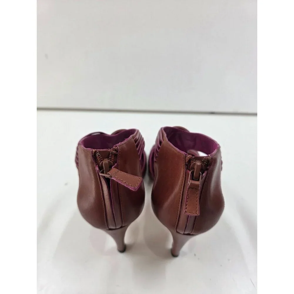 Cole Haan Vivian Brown/Pink Strappy Stiletto Heel Zipper Sandals - Size 8 B